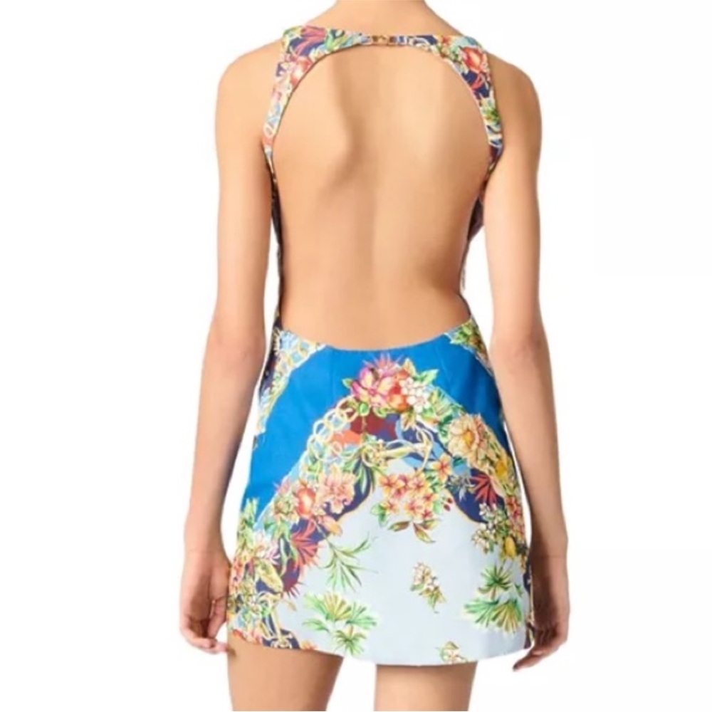 NWT Maje Floral Blue Open Back Sleeveless Dress | Size EU 36